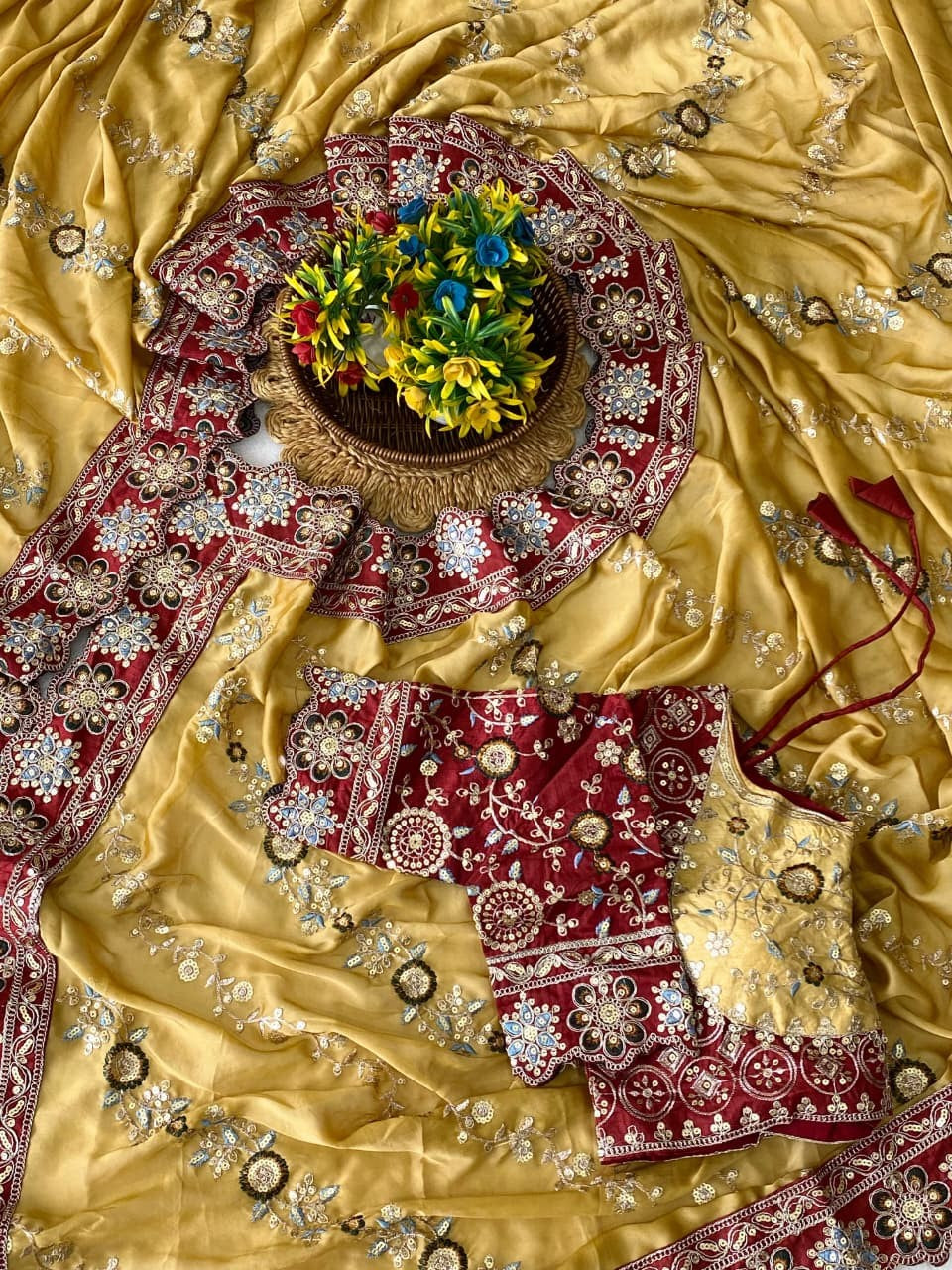 Elegant Multi Embroidery Rangoli Silk Saree with Cut Work Lace 🌸