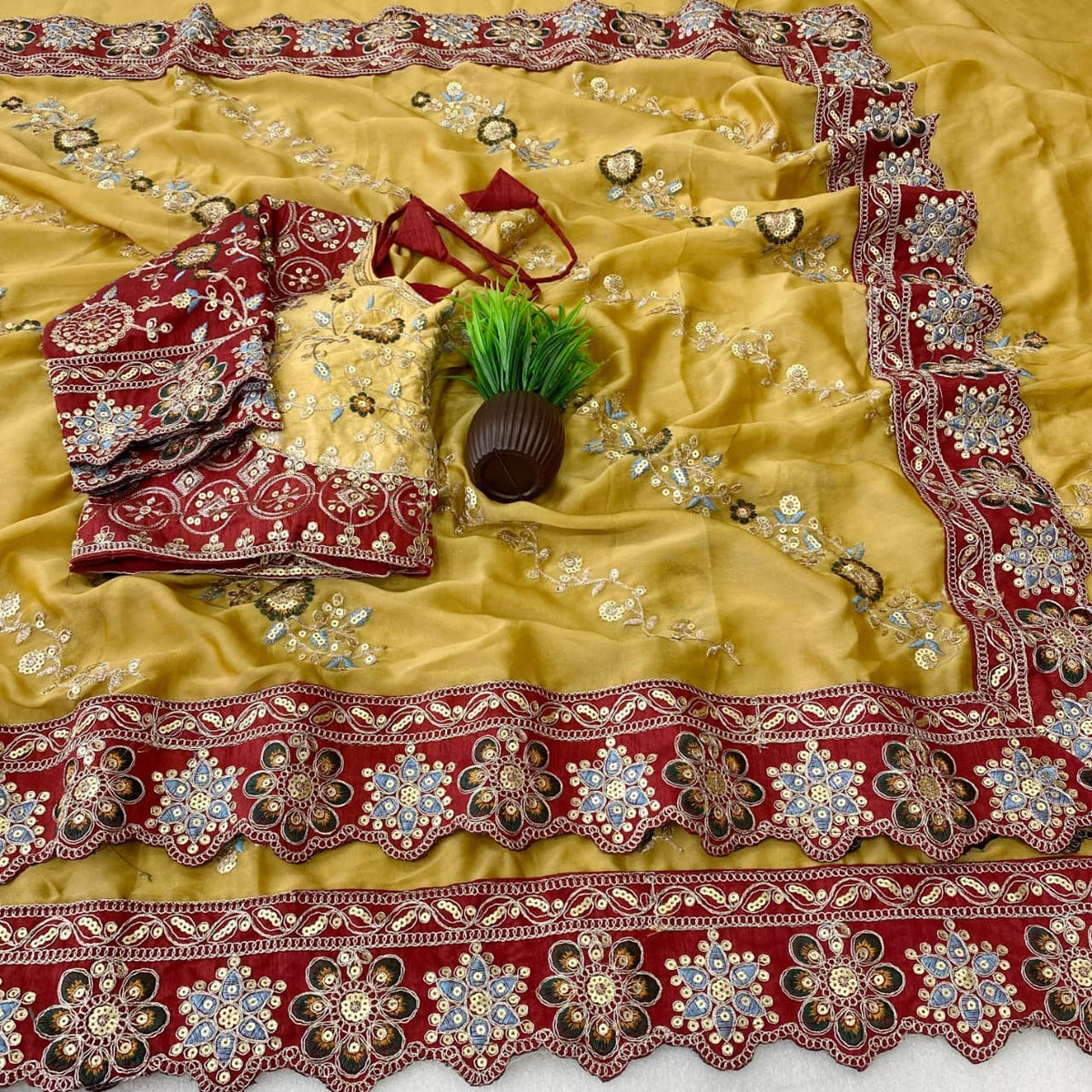 Elegant Multi Embroidery Rangoli Silk Saree with Cut Work Lace 🌸