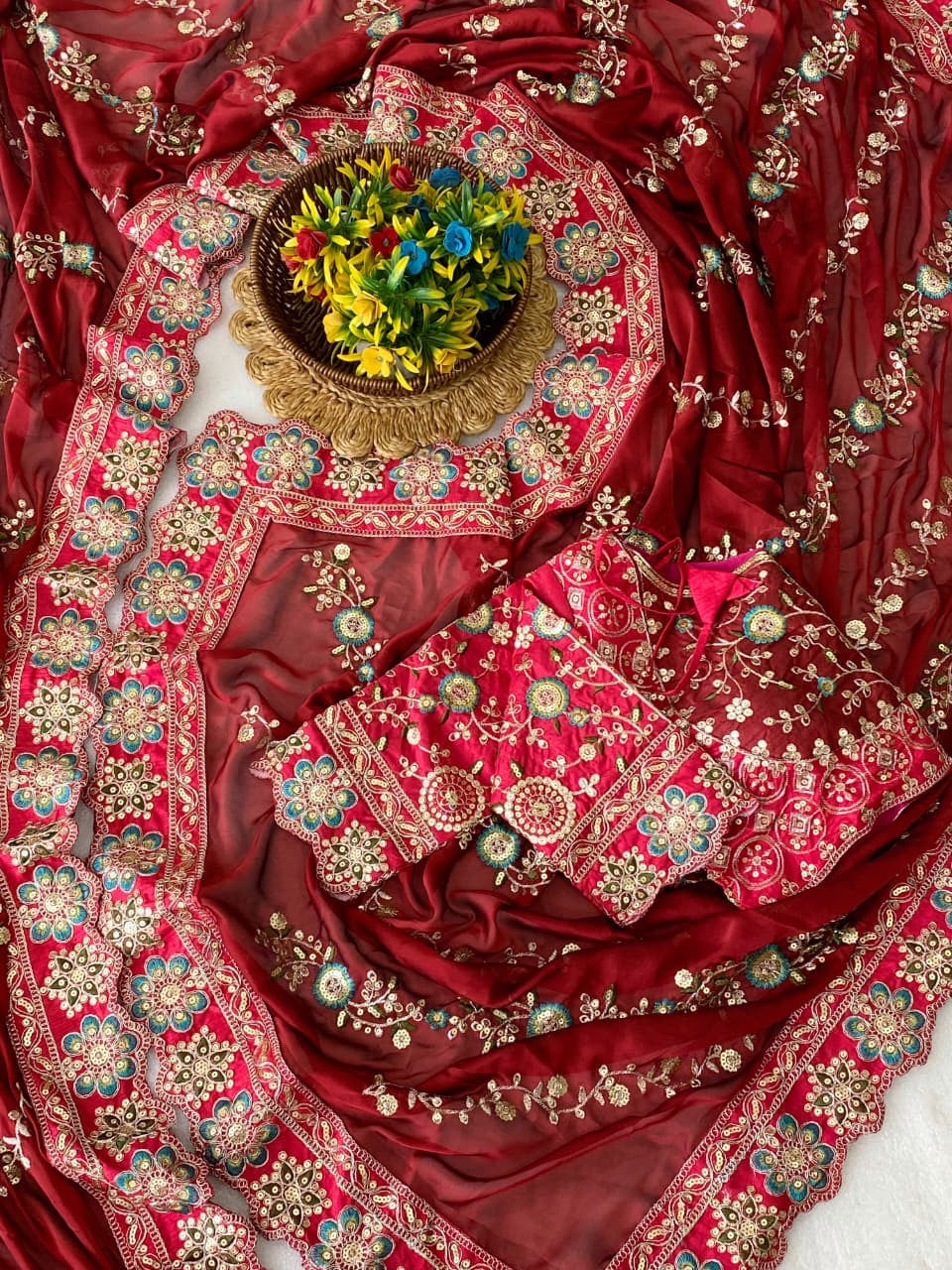 Elegant Multi Embroidery Rangoli Silk Saree with Cut Work Lace 🌸