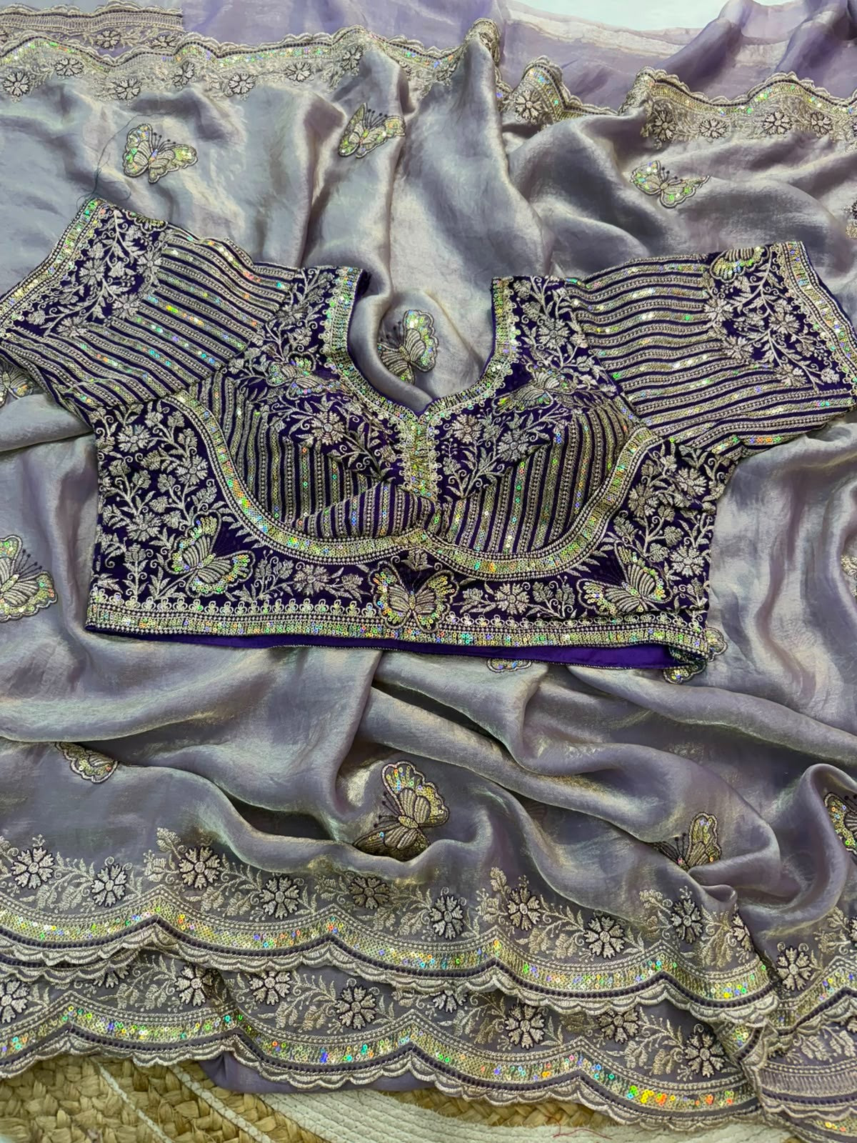 🌸 NEW ARRIVAL ✨ Royal Butterfly Embroidery Saree