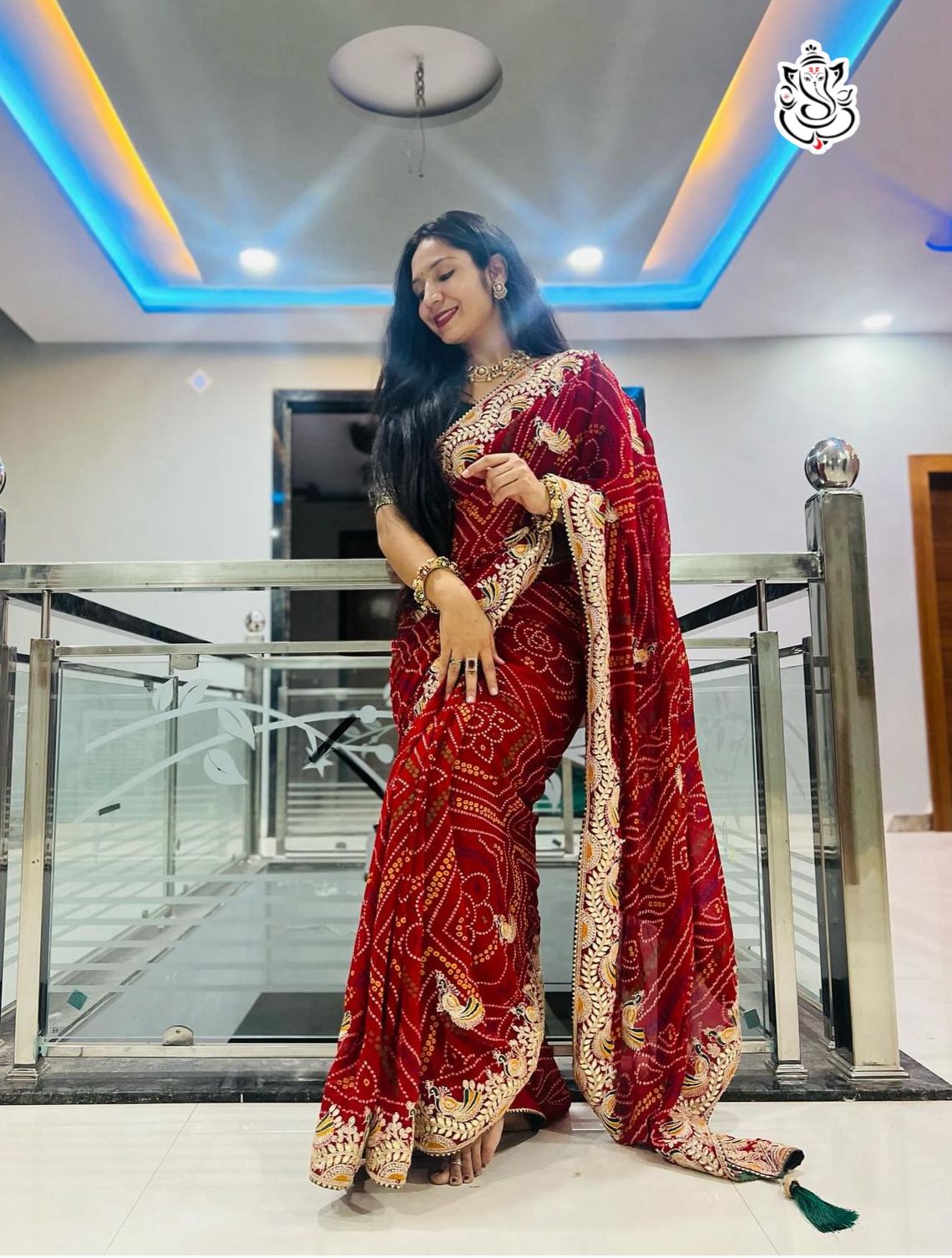 Heavy Georgatte Bandhej Saree