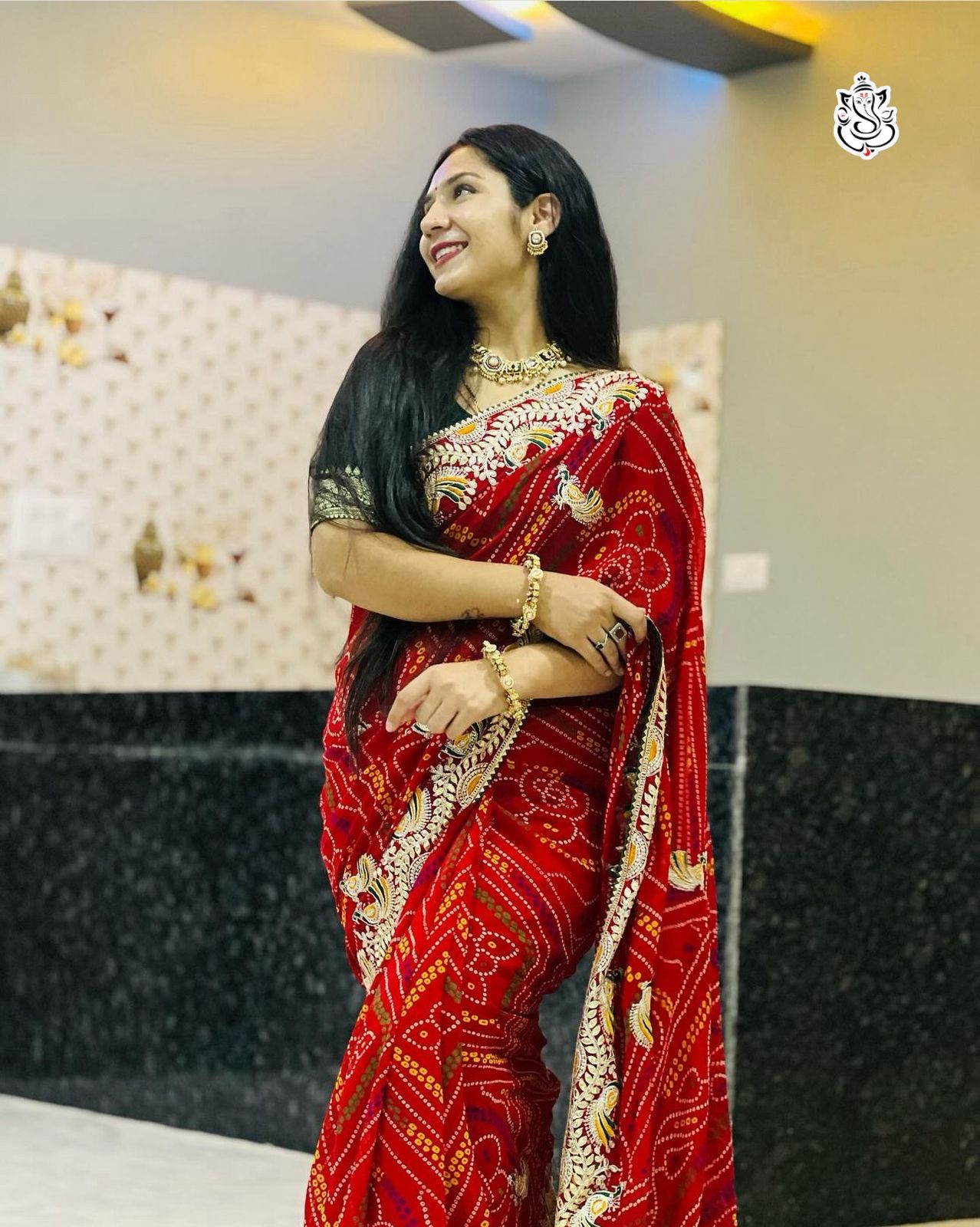 Heavy Georgatte Bandhej Saree