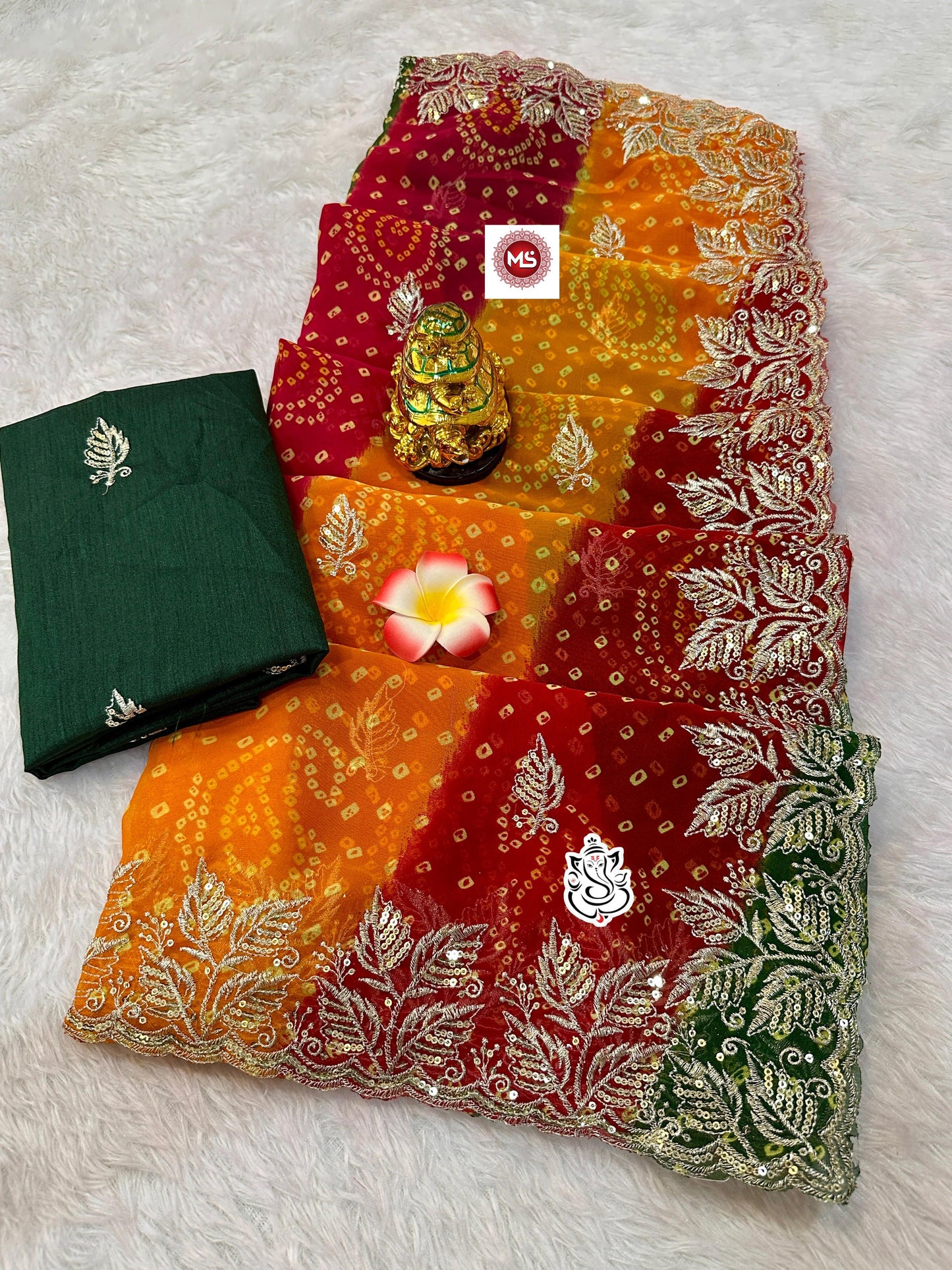 Soft Georgette Bhandhni Printed Saree