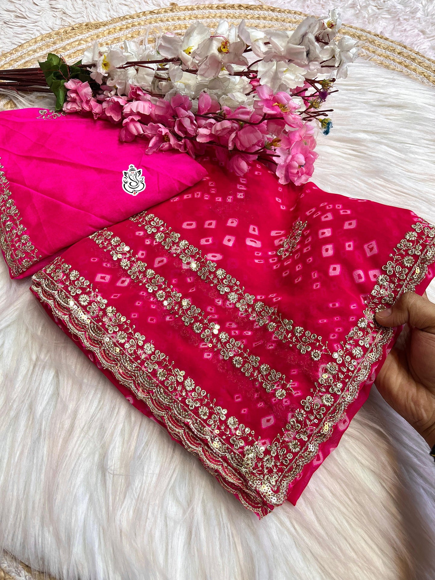 Soft C*C Georgette Bandej With C-Pallu Sequence