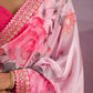 Luxurious Chinnon Silk Floral Designer Saree