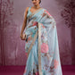 Luxurious Chinnon Silk Floral Designer Saree