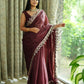 Premium Satin Organza Saree with Real Mirror & Tar Work  Raw Silk Blouse