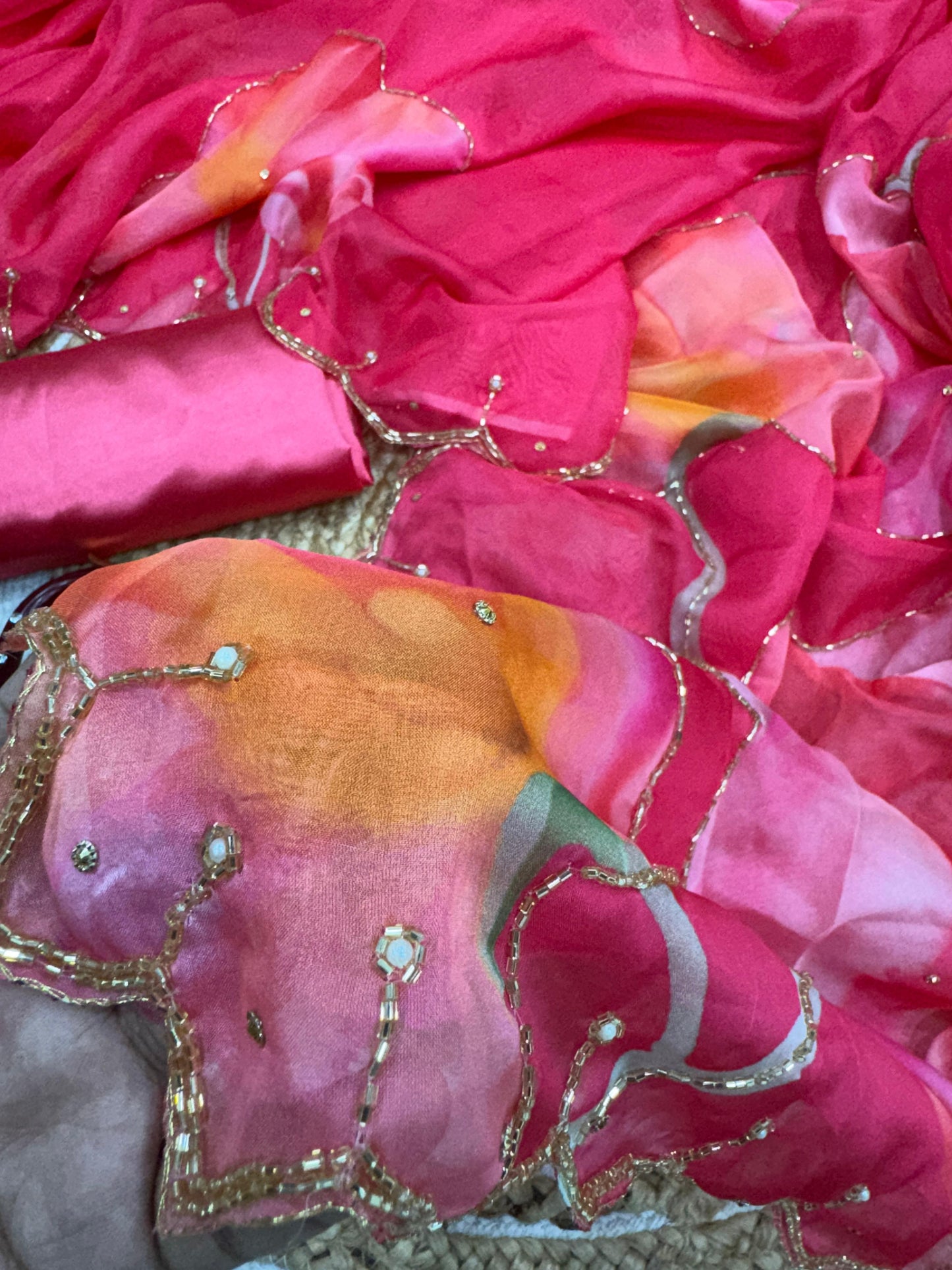 floral handwork saree collection katdana and pearls handwork saree