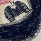 Designer Fox Georgette Saree with Heavy Embroidery & Real Mirror