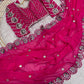 Designer Fox Georgette Saree with Heavy Embroidery & Real Mirror