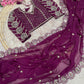 Designer Fox Georgette Saree with Heavy Embroidery & Real Mirror
