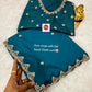 Pure Soft Crepe Silk Saree with Heavy C-Pallu Beads Work