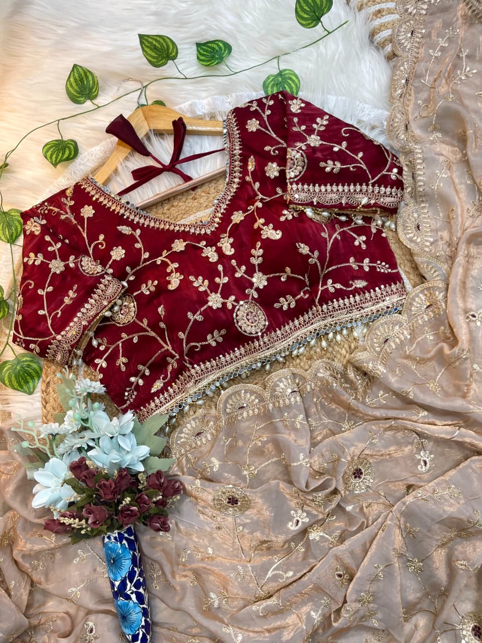 Premium Fendy Satin Saree with 3mm Sequence Embroidery & Heavy Border