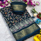 Premium Dola Silk Saree Printed All Over & Jekad Border