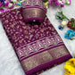 Premium Dola Silk Saree Printed All Over & Jekad Border