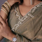 Premium NC Moss Saree with Elegant Khatli Handwork