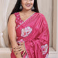 Floral Handwork Printed Pure Chinon fabric Saree
