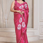Floral Handwork Printed Pure Chinon fabric Saree