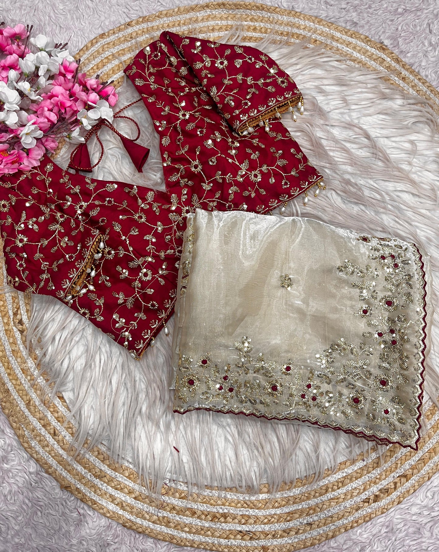 Premium Jimmy Chu Designer Saree with Stiched Blouse