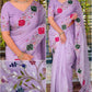 Luxury Crystal Tissue Saree with Zari Embroidery & Bandhej Hand Applique Border