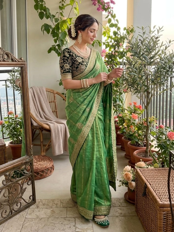 💫 Luxury Soft Satin Saree with Designer Blouse & Rich Work 💫