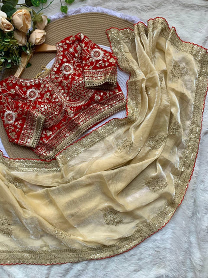 💫 Luxury Soft Satin Saree with Designer Blouse & Rich Work 💫