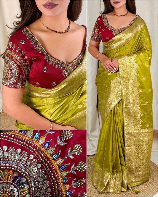 Radharani Wedding Special Banarasi Saree with Heavy Work Blouse