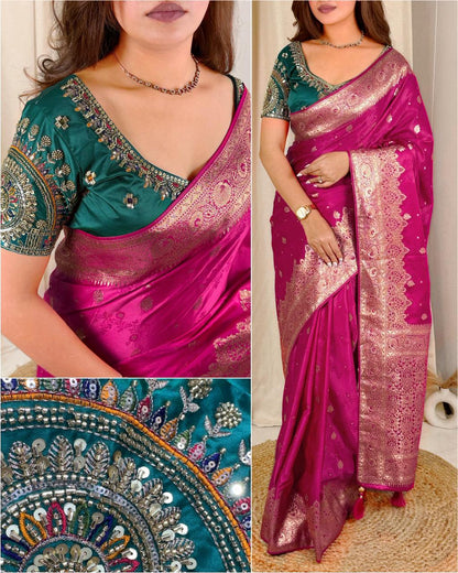 Radharani Wedding Special Banarasi Saree with Heavy Work Blouse