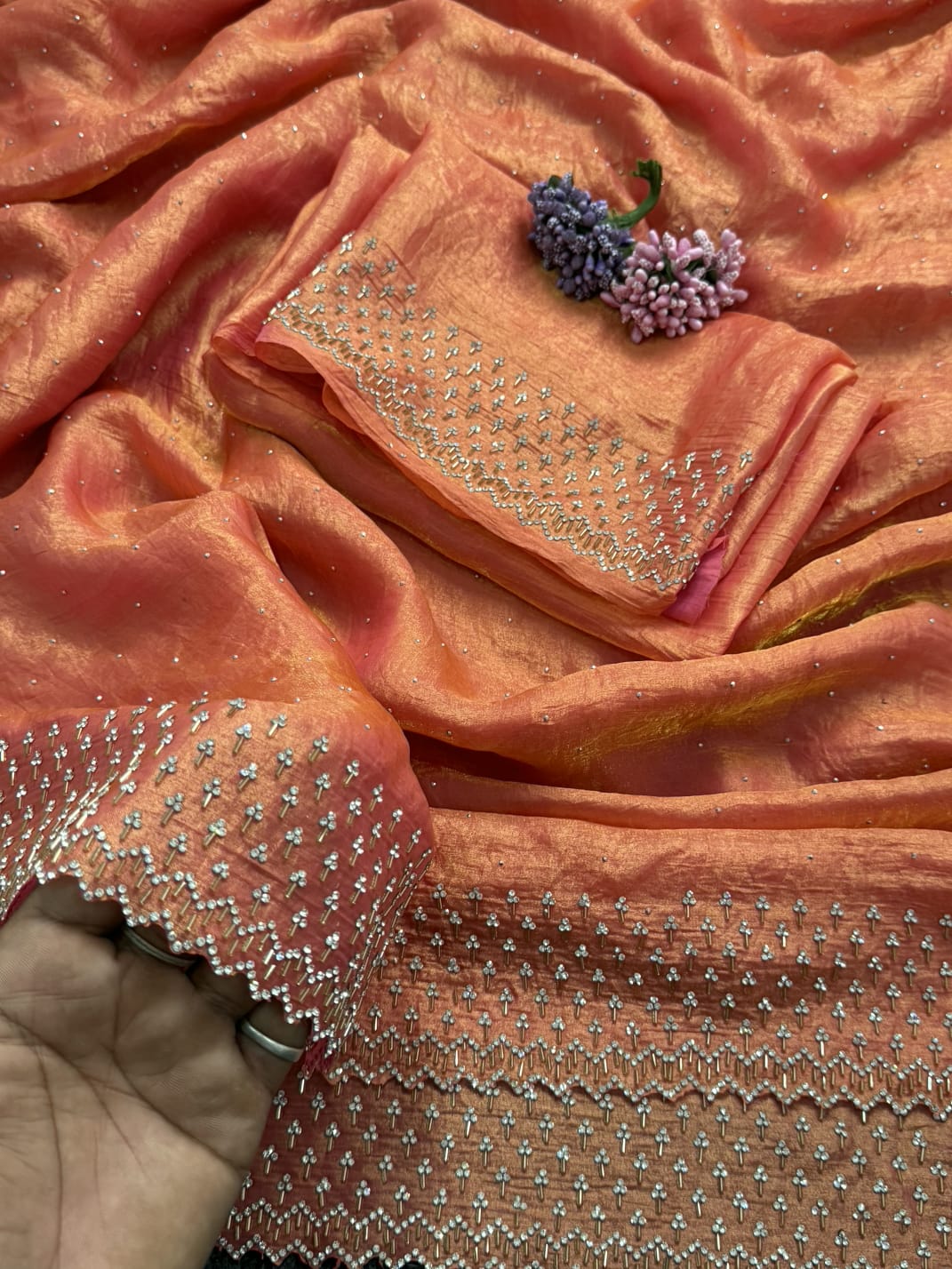 Glamorous Space Silk Saree with Exclusive Jarkhan Work