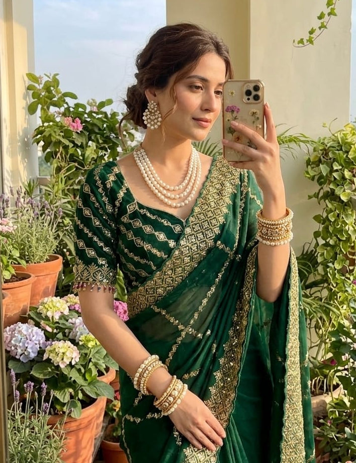 💖 Premium Zimmy Choo Silk Saree with Lehariya Sequence Design 💖