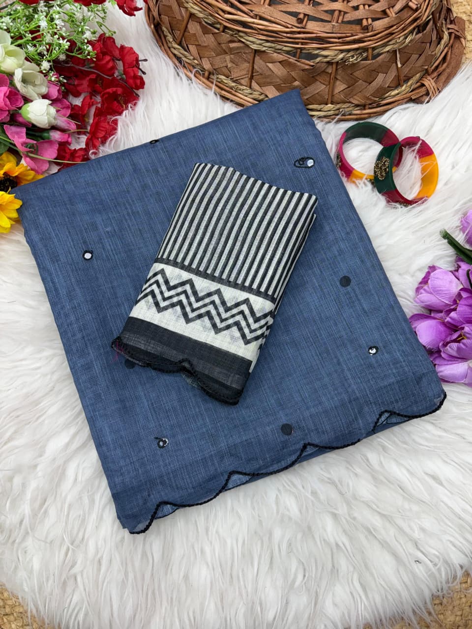Soft Chanderi Cotton Saree With Rich Arco Border