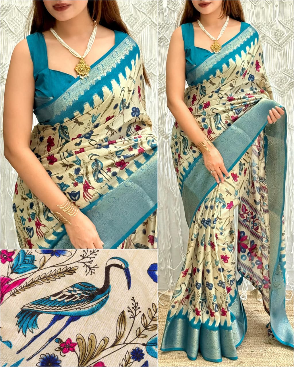 Designer printed Heritage Kalamkari Saree