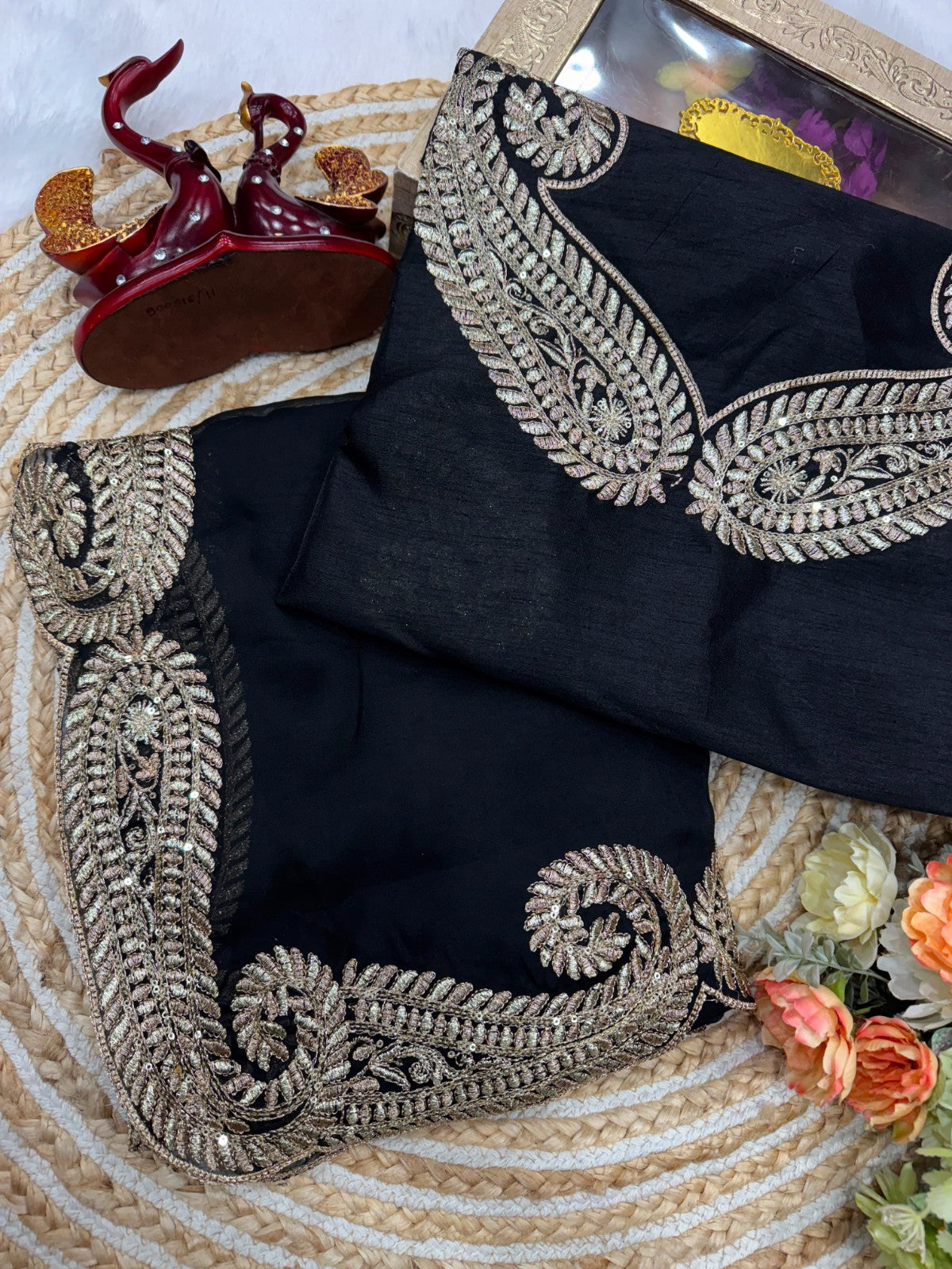Premium Soft Rangoli Silk Saree with Zari & Sequin Embroidery Work