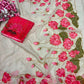 Bollywood Trending Tebby Organza Saree with Lotus Floral Print & Cutdana Work