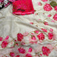 Bollywood Trending Tebby Organza Saree with Lotus Floral Print & Cutdana Work