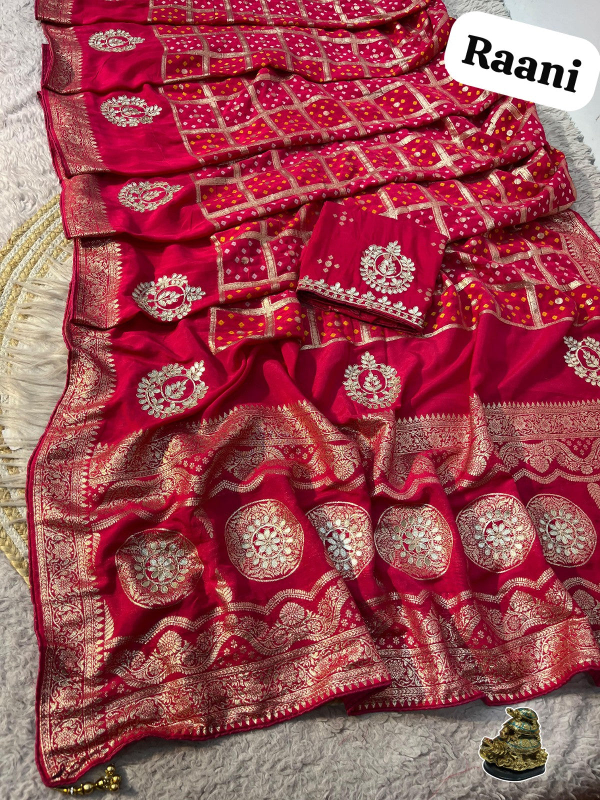 💕 Premium Dola Viscose Saree with Jaipuri Gotapatti Work
