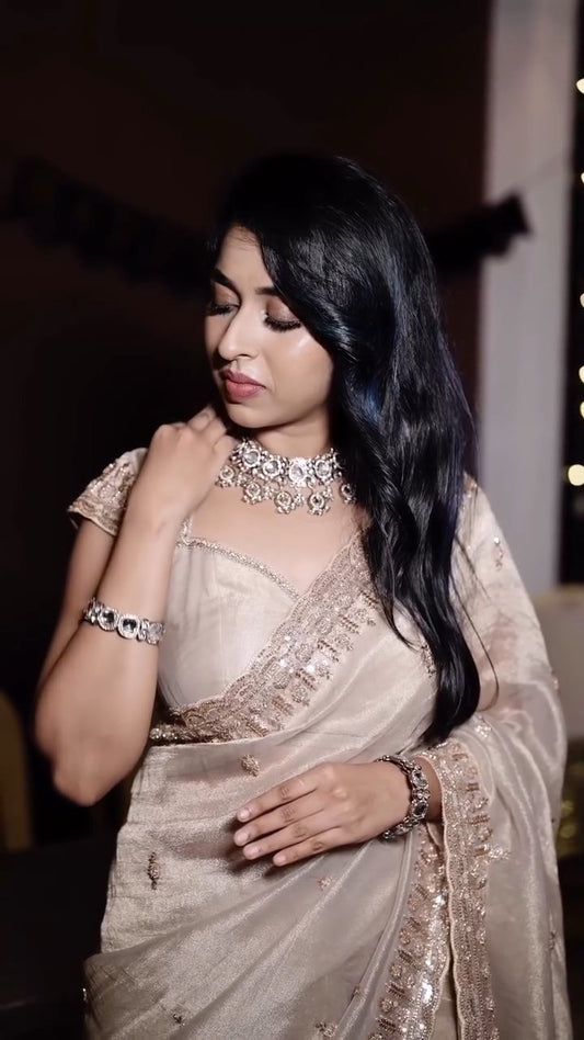 Premium Soft Crunchy Silk Saree Katdana & Sequins Handwork