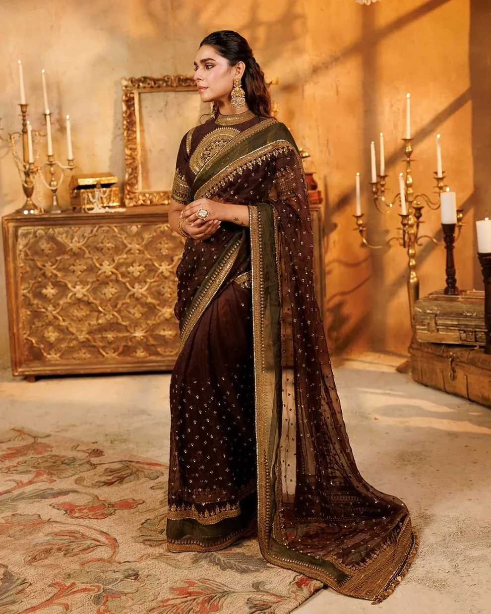 Party Wear Soft Twill Saree with Designer Corset Blouse