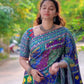 Sparkling Mirror Work Printed Chinnon Saree