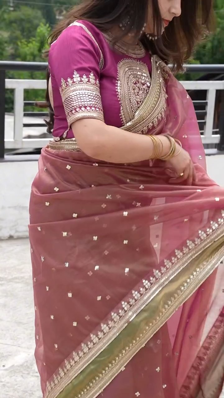 Party Wear Soft NC Twill Saree with Designer Corset Blouse