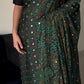 Soft Satin Crepe Ajrakh Print Mirror Work Saree