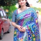 Sparkling Mirror Work Printed Chinnon Saree