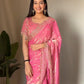 Luxe Fendy Satin Saree with 3mm Sequin Embroidery & Heavy Border