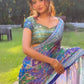 Printed Chinnon Saree with Handcrafted Mirror & Zari Detailing