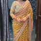 Premium Soft Chinnon Party Wear Saree with Real Mirror & Gold Zari Work