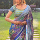 Printed Chinnon Saree with Handcrafted Mirror & Zari Detailing