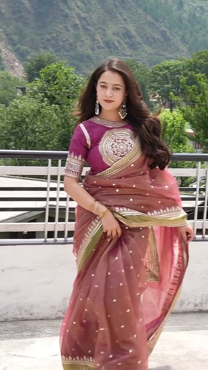 Party Wear Soft NC Twill Saree with Designer Corset Blouse
