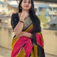 Dola Silk Printed Saree with All-Over Jacquard Border