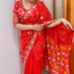 Premium Dola Silk Bandhej Weaving Saree with Pittha Work & Designer Pallu