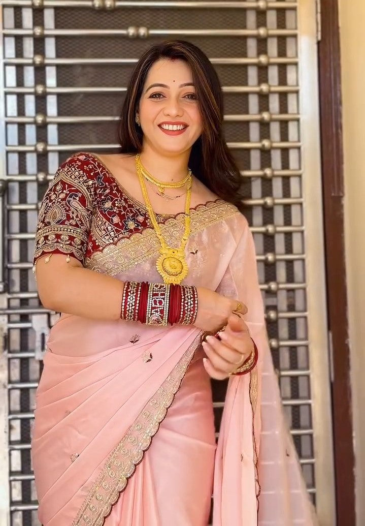 Wedding Special Rangoli Silk Saree With Designer Stichtched Embroidered Blouse